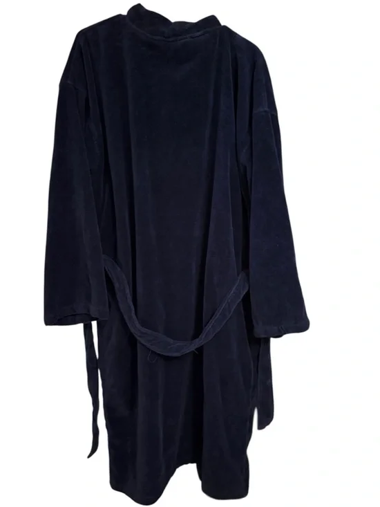 Polo Ralph Lauren Robe Small Medium Navy Blue Cotton Terry Cloth Spa Bathrobe - Picture 6 of 6